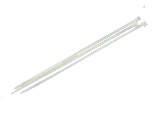 Faithfull Cable Ties White 200mm x 3.6mm Pack of 100