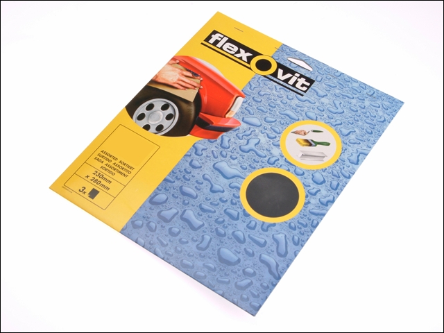 Flexovit Waterproof Sanding Sheets 230 x 280mm Medium 240g (3)