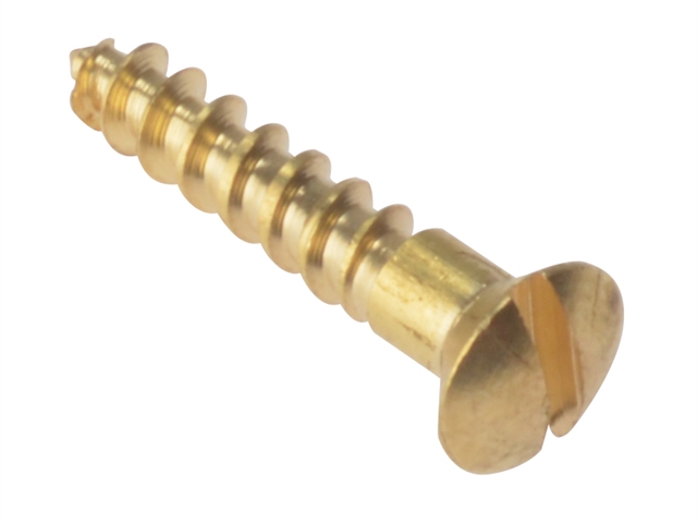 Forgefix Wood Screw Slotted Raised Head ST Solid Brass 1 x 6 Box 200