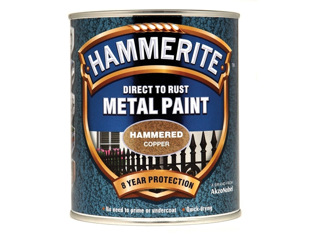 Hammerite Direct to Rust Hammered Finish Metal Paint Copper 750ml