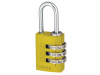 ABUS 145/20 20mm Aluminium Combination Padlock Yellow 46572 1