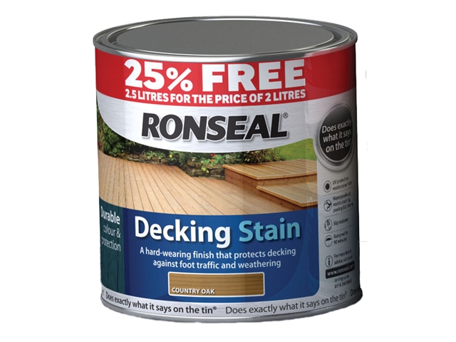 Ronseal Decking Stain Country Oak 2.5 Litre + 20%